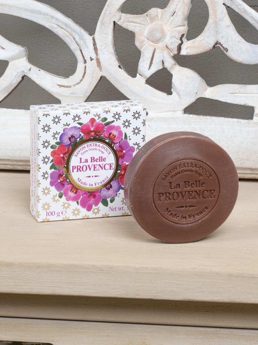 Круглое мыло с орхидеей в картонной коробке La belle Provence 100 гр
