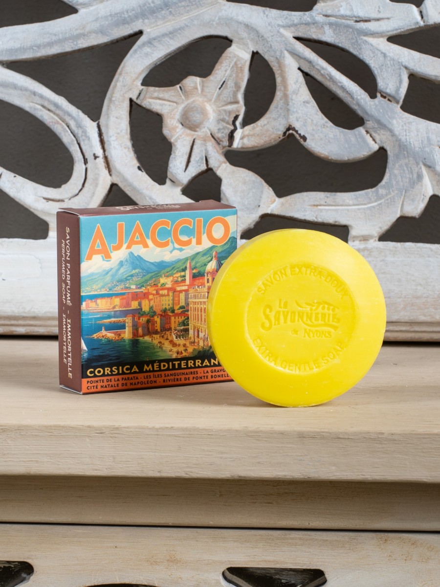 Круглое мыло с бессмертником в картонной коробке Аяччо 100 г