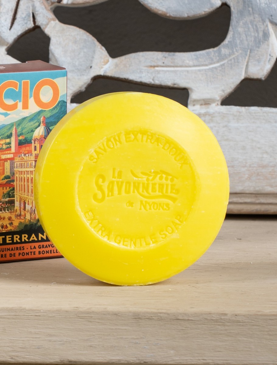 Круглое мыло с бессмертником в картонной коробке Корсика 100 г