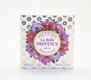 Круглое мыло с орхидеей в картонной коробке La belle Provence 100 гр