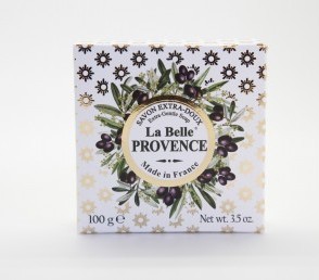Круглое мыло с оливой в картонной коробке La belle Provence 100 гр