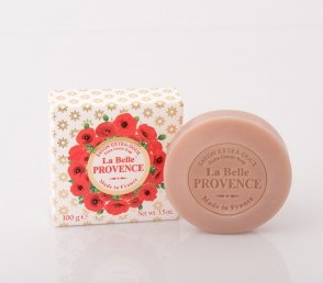 Круглое мыло с маком в картонной коробке La belle Provence 100 гр