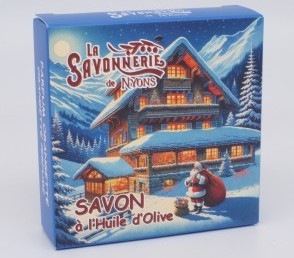 Круглое мыло с карамелью и апельсином в картонной коробке  Дед Мороз у порога 100 г