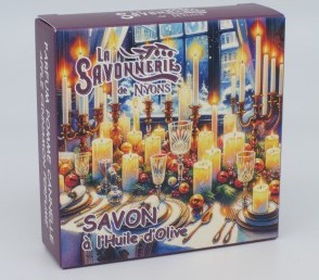 Круглое мыло яблоко с корицей в картонной коробке  Новогодний стол 100 гр