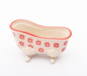 Керамическая мыльница-ванна с красным декором_1. vivacite.ru