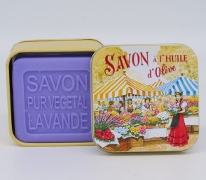 Мыло с лавандой в металлической коробке Цветочный рынок 100 гр. Мыло с лавандой в металлической коробке Цветочный рынок 100 гр.